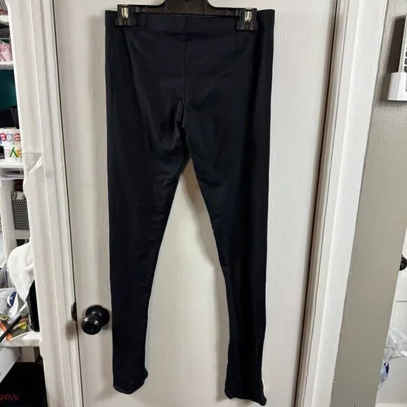 David Lerner Black Lambskin Leather Side Stripe Leggings.  Size L - Picture 7 of 8